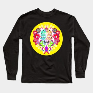 dark red rose crimson dawn ecopop tree of life catrina skull monster art Long Sleeve T-Shirt